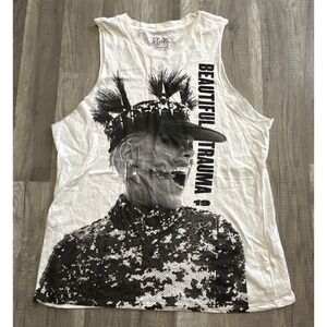 Pink Beautiful Trauma Top‎ Adult XL White Double Sided Punk Goth Concert Band